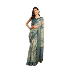 Generic Women's Faux_Linen Printed Ready-to-Wear Saree With Unstitched Blouse 5.5 Mtr (Light_Grey)