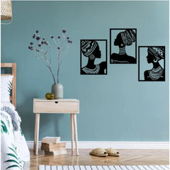Generic African Elegance Wooden Wall Decor â€“ Set of 3 Panels (Black)