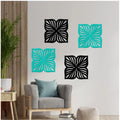  Flowers Design Wooden Wall Decor â€“ Set of 4 Pieces