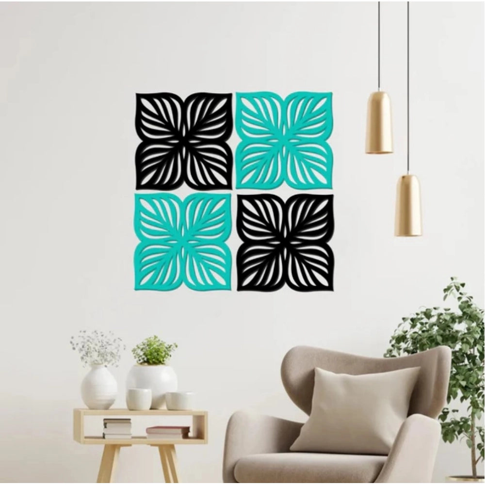 Generic Flowers Design Wooden Wall Decor â€“ Set of 4 Pieces