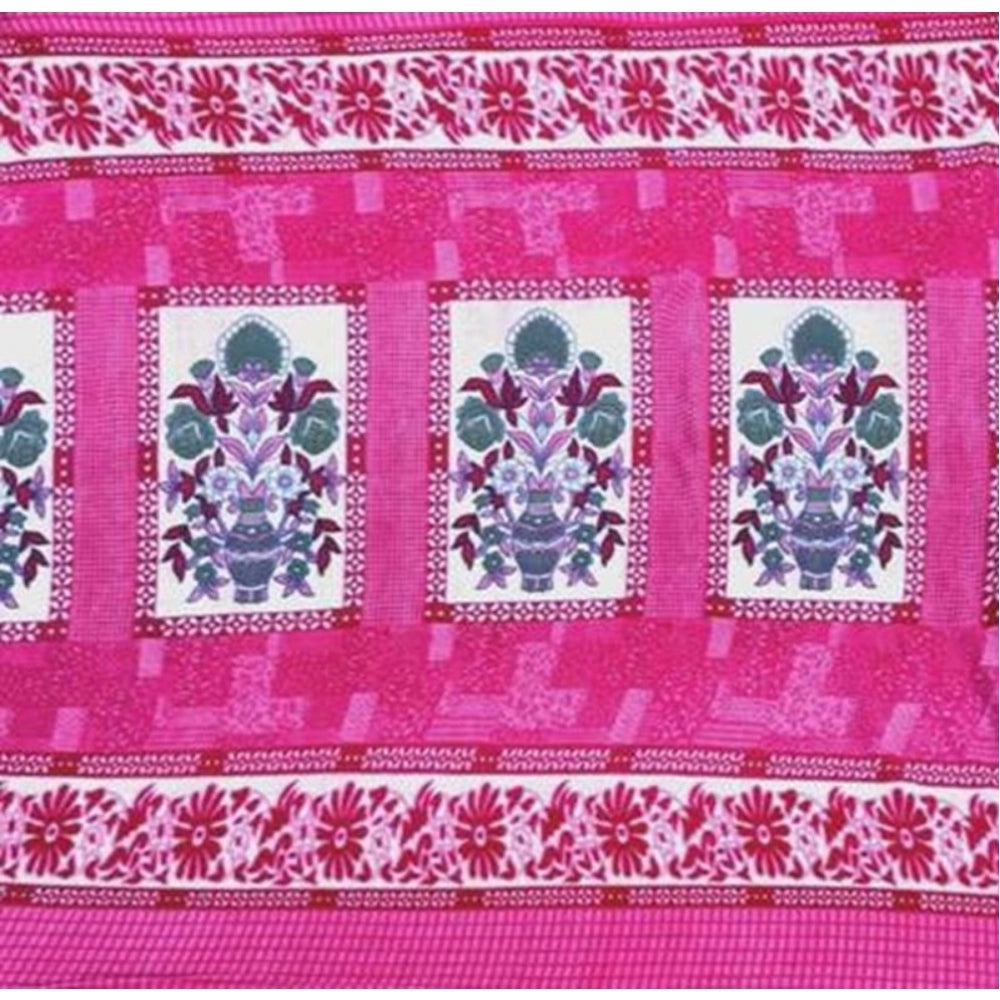 सामान्य ऊनी ऊन से बनी फूलों की प्रिंट वाली डबल पोलर वार्म बेडशीट, साथ में 2 तकिए के कवर (गुलाबी)