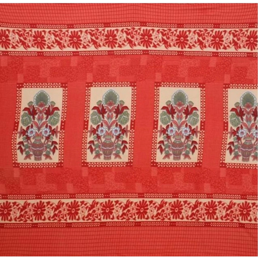 सामान्य ऊनी ऊन से बनी फूलों की प्रिंट वाली डबल पोलर वार्म बेडशीट, साथ में 2 तकिए के कवर (लाल)