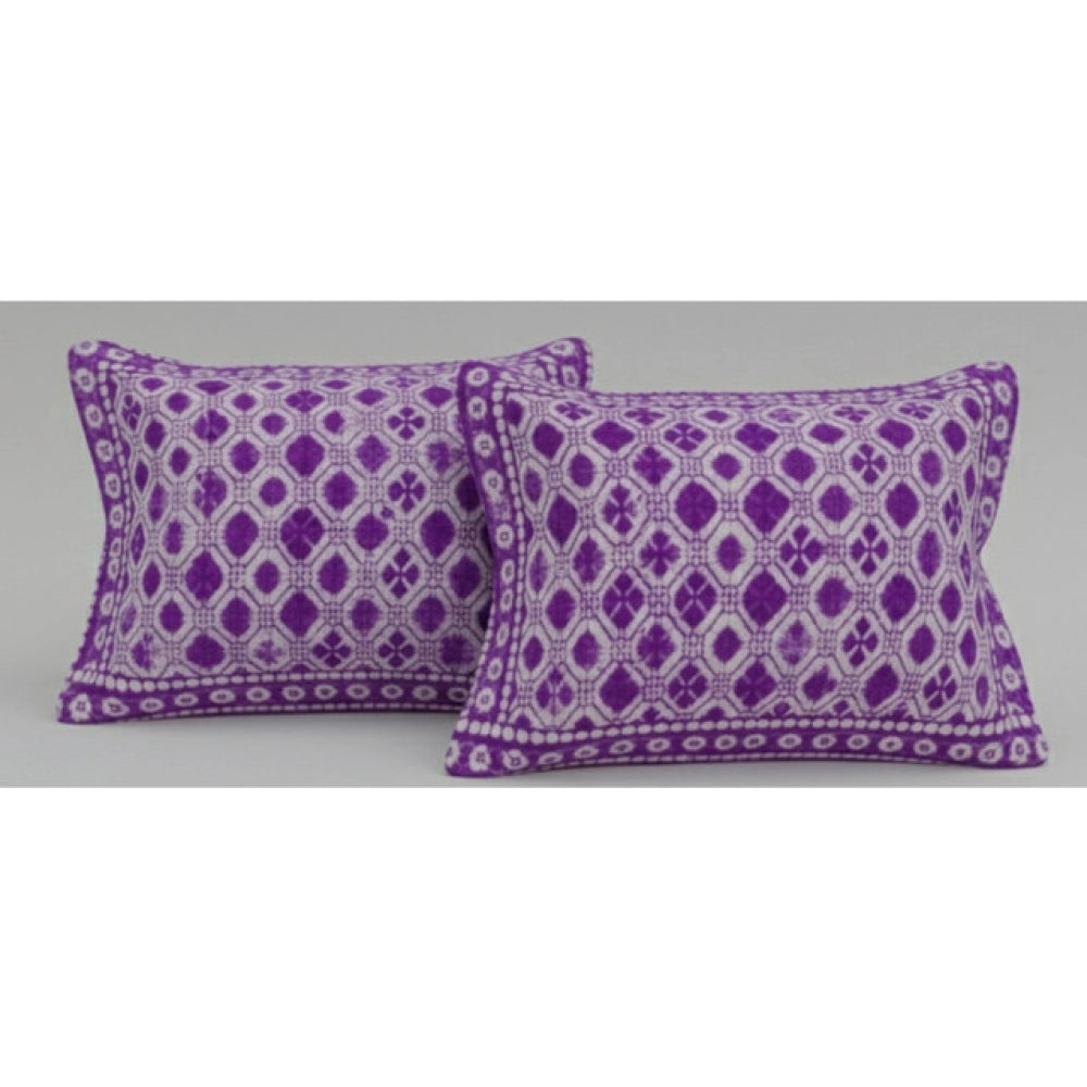 सामान्य ऊन की ज्यामितीय डिज़ाइन वाली डबल पोलर वार्म बेडशीट, साथ में 2 तकिए के कवर (बैंगनी रंग)