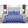  Fleece Geometric Double Polar Warm Bedsheet with 2 Pillow Cover (Blue)