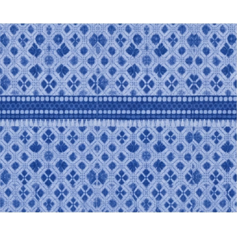 जेनरिक फ्लीस ज्योमेट्रिक डबल पोलर वार्म बेडशीट, 2 पिलो कवर के साथ (नीला)