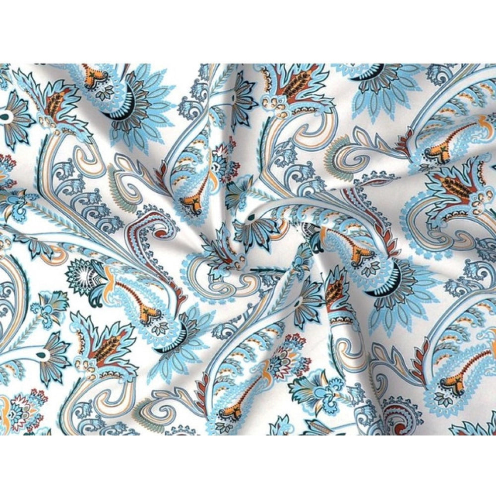 सामान्य कॉटन ब्लेंड फ्लोरल प्रिंटेड डबल बेडशीट और 2 पिलो कवर (सफेद)