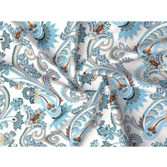 सामान्य कॉटन ब्लेंड फ्लोरल प्रिंटेड डबल बेडशीट और 2 पिलो कवर (सफेद)