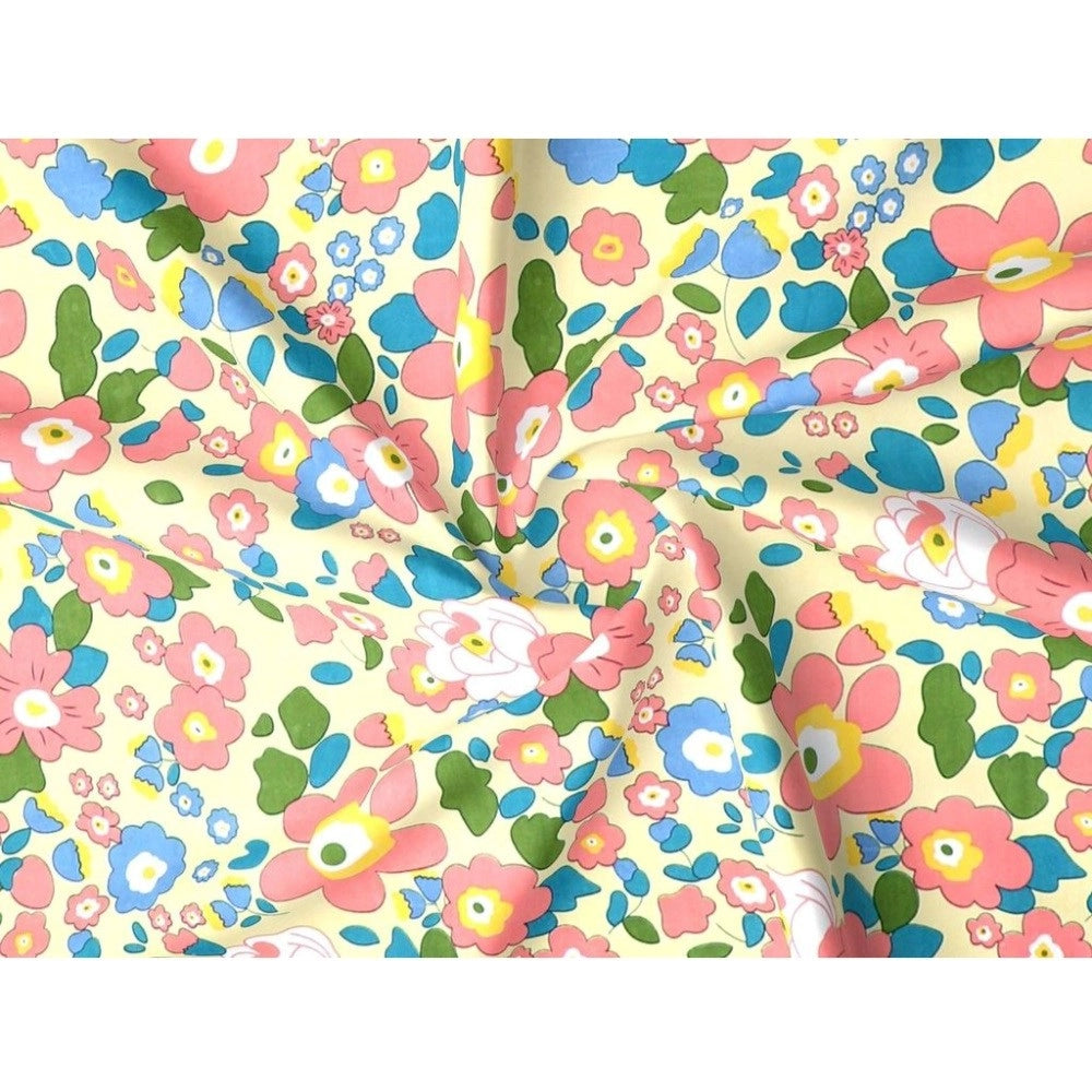 सामान्य कॉटन ब्लेंड फ्लोरल प्रिंटेड सिंगल बेडशीट और 1 पिलो कवर (पीला)