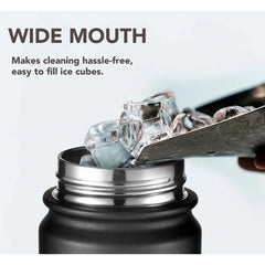 स्क्रू ढक्कन वाली 650 मिलीलीटर की डबल वॉल इंसुलेटेड स्टेनलेस स्टील पानी की बोतल (काला)