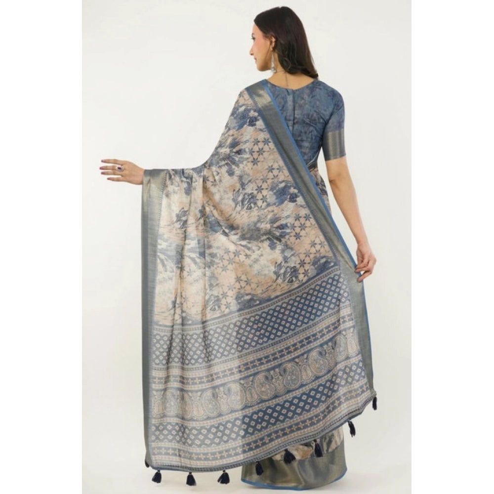 Generic Women's Polyester Printed Saree With Unstitched Blouse 5.5 MtrÂ (Multicolor)