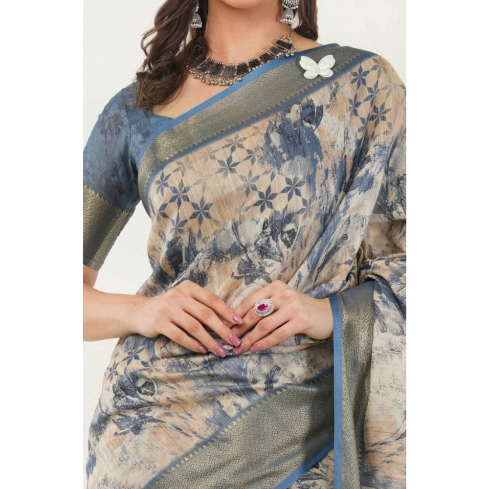 Generic Women's Polyester Printed Saree With Unstitched Blouse 5.5 MtrÂ (Multicolor)