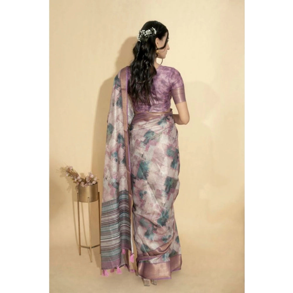 Generic Women's Polyester Printed Saree With Unstitched Blouse 5.5 MtrÂ (Multicolor)
