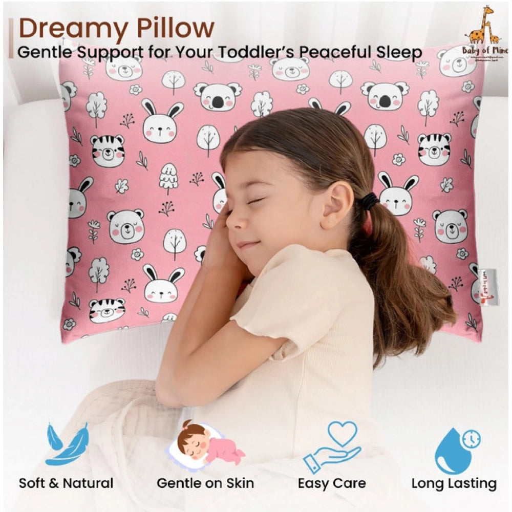 1 से 5 वर्ष की आयु के बच्चों के लिए सामान्य मुलायम प्लश प्रिंटेड शिशु तकिया (गुलाबी)