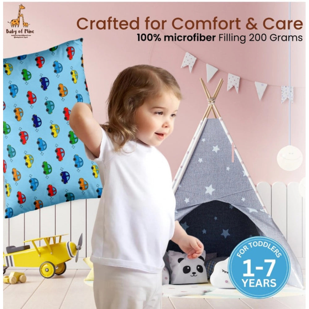 1 से 5 वर्ष की आयु के बच्चों के लिए सामान्य सॉफ्ट प्लश प्रिंटेड बेबी पिलो (आसमानी नीला)