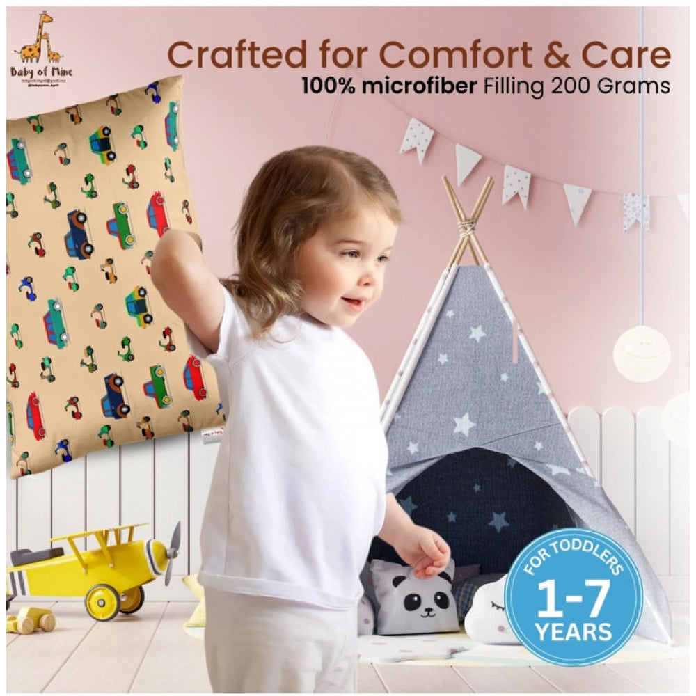 1 से 5 वर्ष की आयु के बच्चों के लिए सामान्य सॉफ्ट प्लश प्रिंटेड बेबी पिलो (बेज)