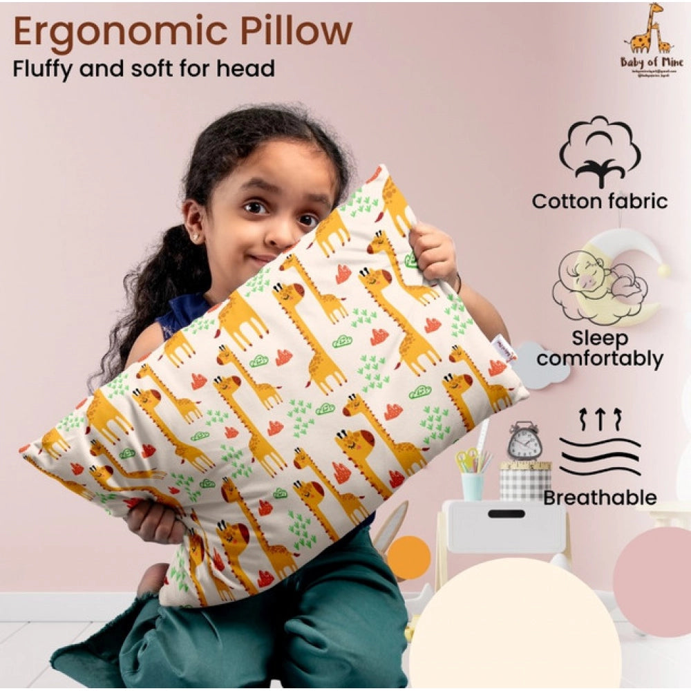 Generic Soft Plush Printed Baby Infant Pillow for Kids Age 1 To 5 Years (Mustard)