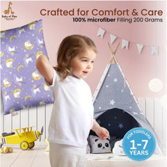 1 से 5 वर्ष की आयु के बच्चों के लिए सामान्य मुलायम प्लश प्रिंटेड शिशु तकिया (बैंगनी)