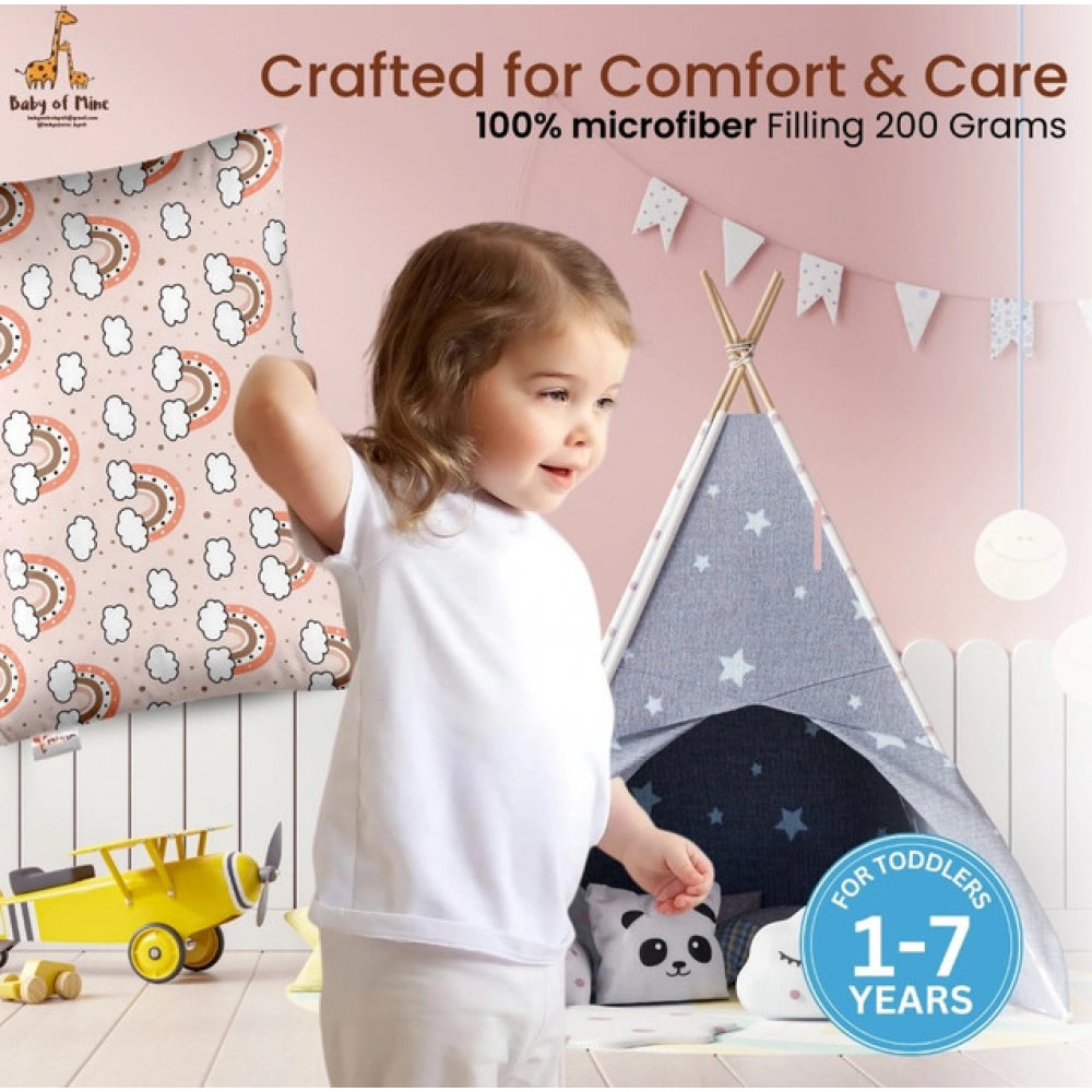 1 से 5 वर्ष की आयु के बच्चों के लिए सामान्य मुलायम प्लश प्रिंटेड शिशु तकिया (पीच रंग)