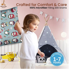 1 से 5 वर्ष की आयु के बच्चों के लिए सामान्य मुलायम प्लश प्रिंटेड शिशु तकिया (ग्रे)