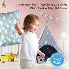 1 से 5 वर्ष की आयु के बच्चों के लिए सामान्य सॉफ्ट प्लश प्रिंटेड बेबी पिलो (आसमानी नीला)