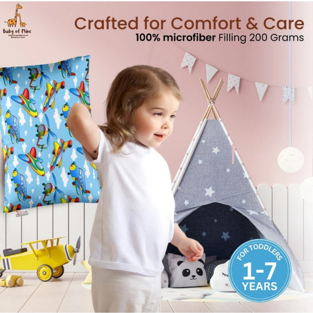 1 से 5 वर्ष की आयु के बच्चों के लिए सामान्य मुलायम प्लश प्रिंटेड शिशु तकिया (नीला)