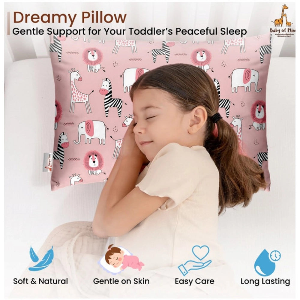 1 से 5 वर्ष की आयु के बच्चों के लिए सामान्य मुलायम प्लश प्रिंटेड शिशु तकिया (गुलाबी)