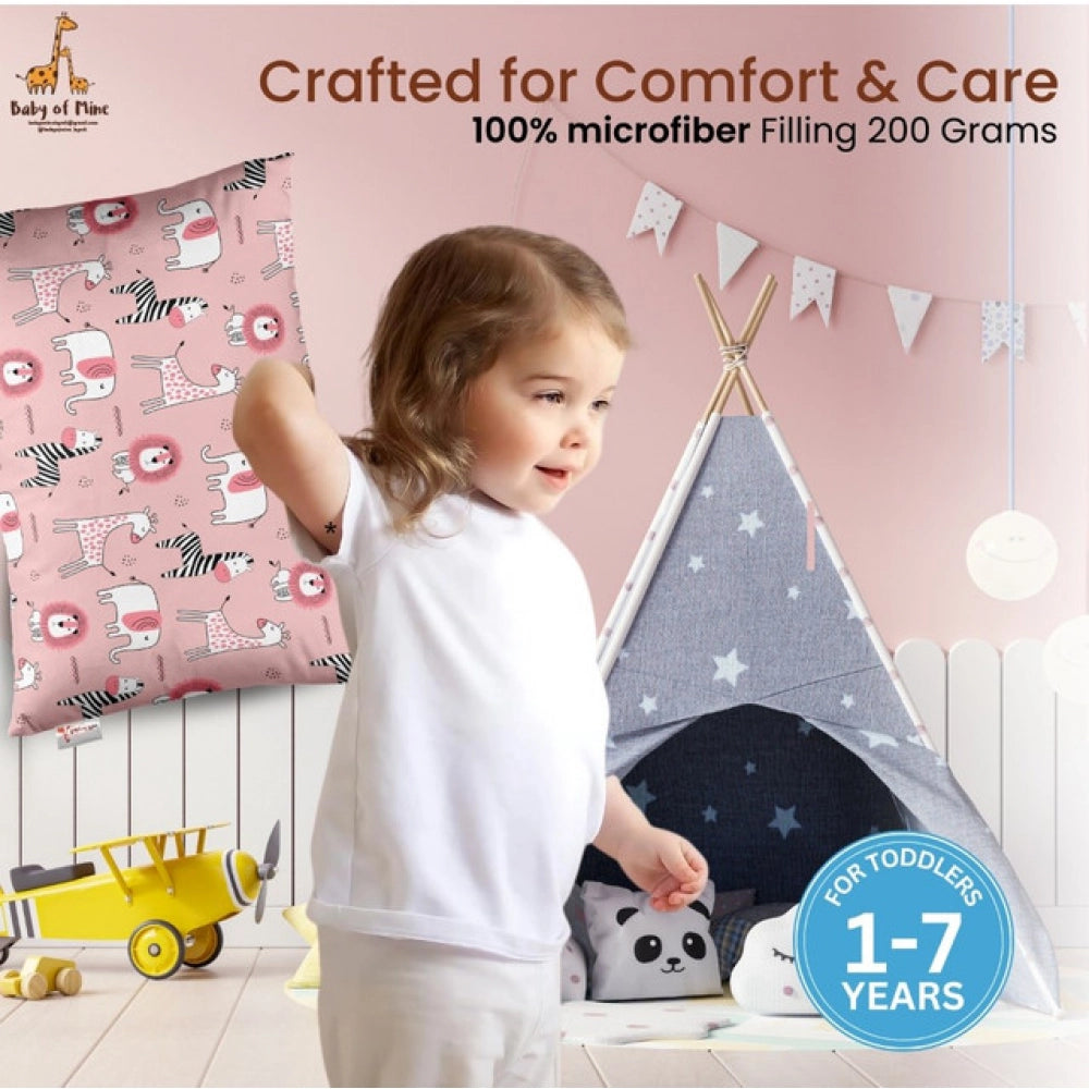 1 से 5 वर्ष की आयु के बच्चों के लिए सामान्य मुलायम प्लश प्रिंटेड शिशु तकिया (गुलाबी)