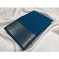  Women's Crepe Chit Pallu Solid Saree With Unstitched Blouse 5.5MtrÂ (Sea-Green)