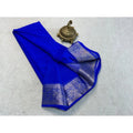  Women's Crepe Chit Pallu Solid Saree With Unstitched Blouse 5.5MtrÂ (Navy Blue)