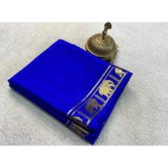 Generic Women's Crepe Chit Pallu Solid Saree With Unstitched Blouse 5.5MtrÂ (Navy Blue)