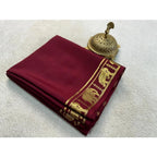 Generic Women's Crepe Chit Pallu Solid Saree With Unstitched Blouse 5.5MtrÂ (Maroon)