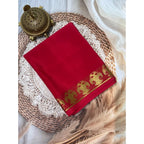 Generic Women's Crepe Chit Pallu Solid Saree With Unstitched Blouse 5.5MtrÂ (Red)