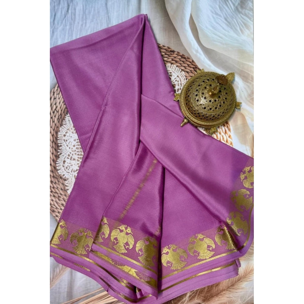 Generic Women's Crepe Chit Pallu Solid Saree With Unstitched Blouse 5.5MtrÂ (Pink)