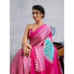 Generic Women's Satin Crepe Printed Saree With Unstitched Blouse 5.5Mtr (Pink)