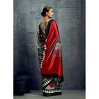 Generic Women's Satin Crepe Printed Saree With Unstitched Blouse 5.5Mtr (Multicolor)