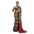  Women's Satin Crepe Printed Saree With Unstitched Blouse 5.5Mtr (Multicolor)