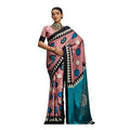  Women's Satin Crepe Printed Saree With Unstitched Blouse 5.5Mtr (Multicolor)