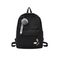  Unisex PU Leather Solid Medium Zipper Backpack (Black)