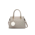  Women's PU Leather Solid Shoulder Zipper Handbag (Grey)