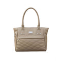  Women's PU Leather Solid Shoulder Zipper Handbag (Beige)
