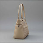 Generic Women's PU Leather Solid Shoulder Zipper Handbag (Beige)
