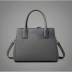 Generic Women's PU Leather Solid Shoulder Zipper Handbag (Grey)