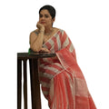  Women's Linen Printed Saree With Unstitched Blouse 5.5MtrÂ (Multicolor)