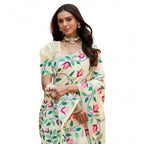 Generic Women's Georgette Printed Saree With Unstitched Blouse 5.5MtrÂ (Cream)