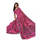 Generic Women's Georgette Printed Saree With Unstitched Blouse 5.5MtrÂ (Pink)