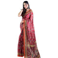  Women's Linen Printed Saree With Unstitched Blouse 5.5MtrÂ (Red)