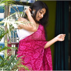 Generic Women's Georgette Printed Saree With Unstitched Blouse 5.5MtrÂ (Pink)