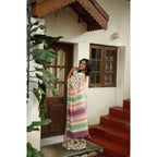 Generic Women's Linen Printed Saree With Unstitched Blouse 5.5MtrÂ (Multicolor)
