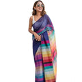  Women's Linen Printed Saree With Unstitched Blouse 5.5MtrÂ (Navy)