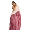  Women's Linen Printed Saree With Unstitched Blouse 5.5MtrÂ (White)
